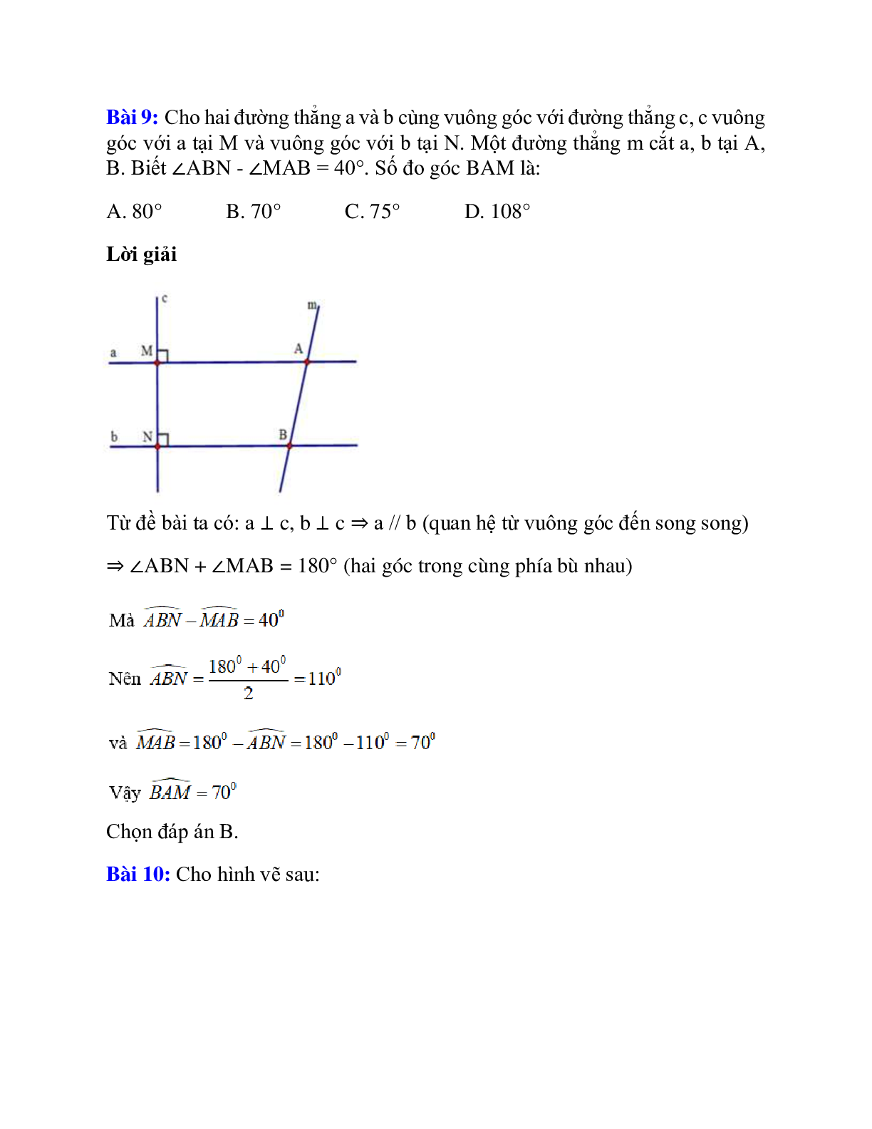 Trắc nghiệm Từ vuông góc đến song song có đáp án – Toán lớp 7 (trang 8)