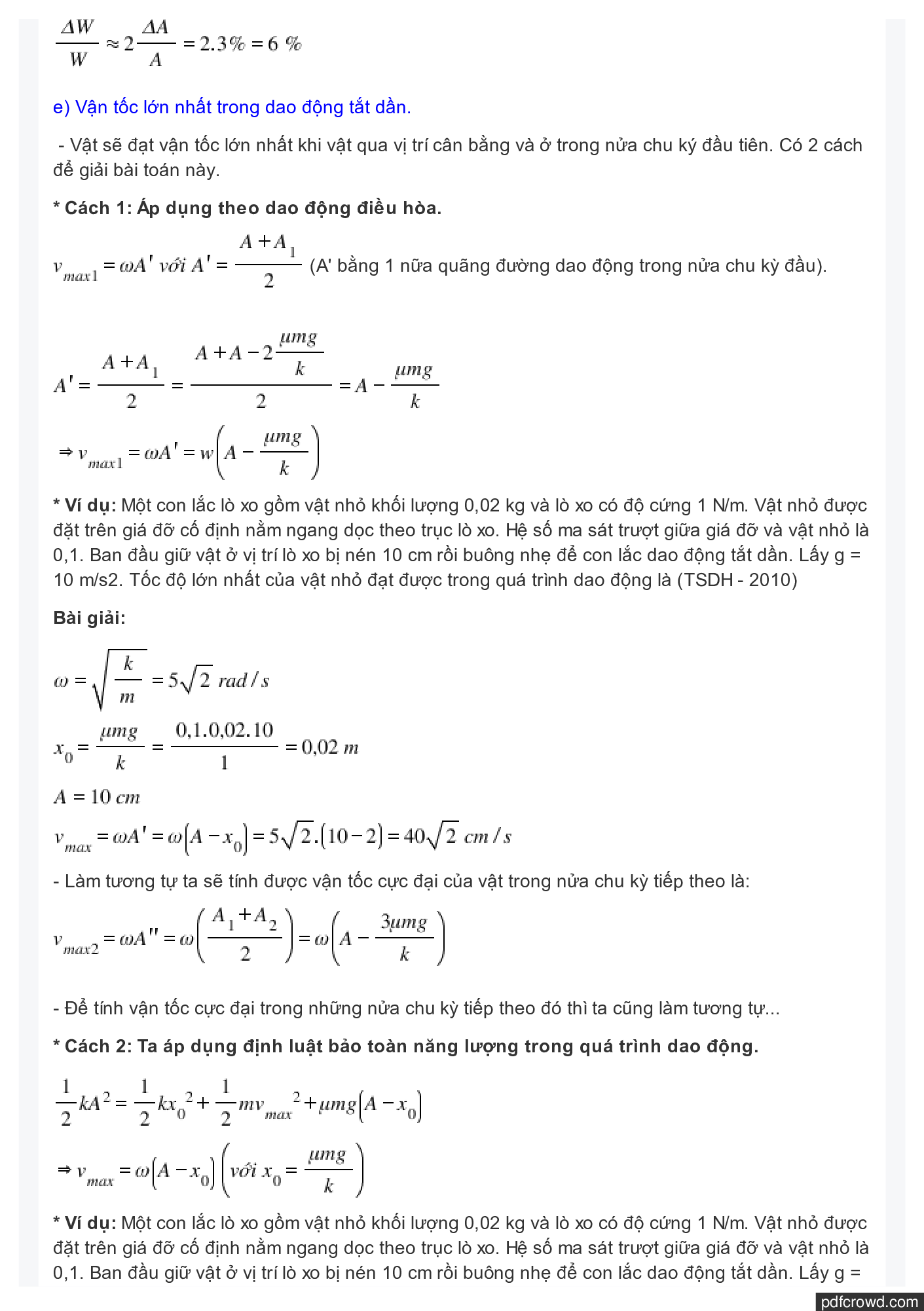 Phương pháp giải 7 dạng toán Dao động tắt dần (trang 5)