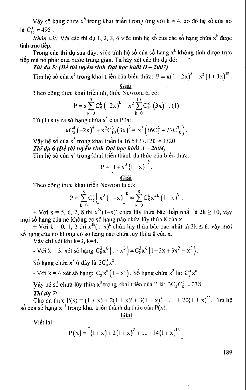Nhị thức Newton trong các đề thi Đại học (trang 4)