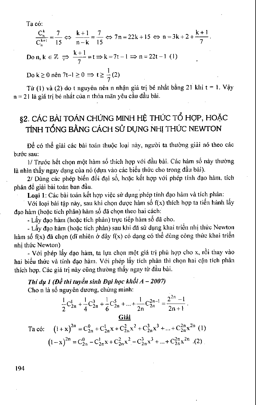 Nhị thức Newton trong các đề thi Đại học (trang 9)