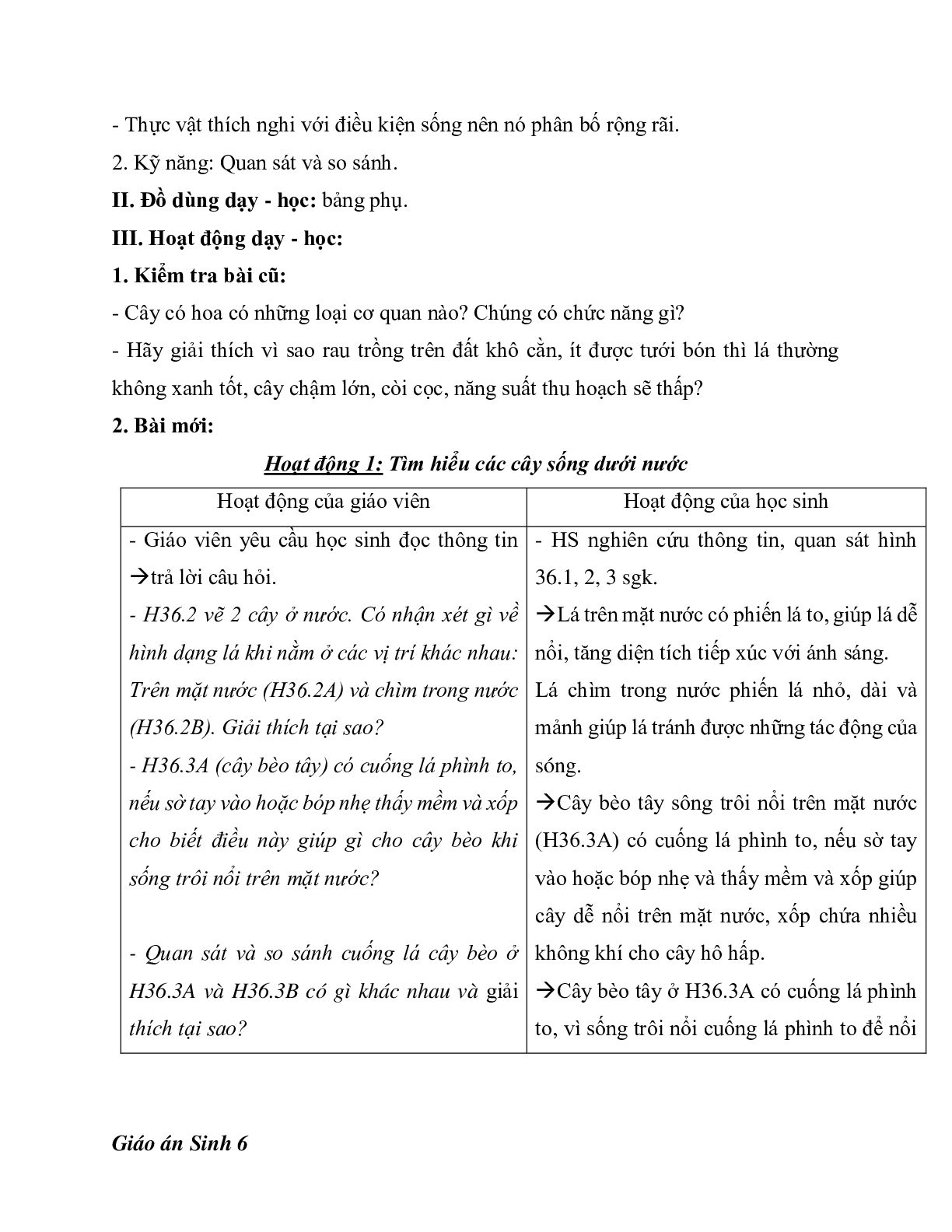 Giáo án Sinh học 6 Bài 36: Tổng kết về cây có hoa mới nhất - CV5512 (trang 4)