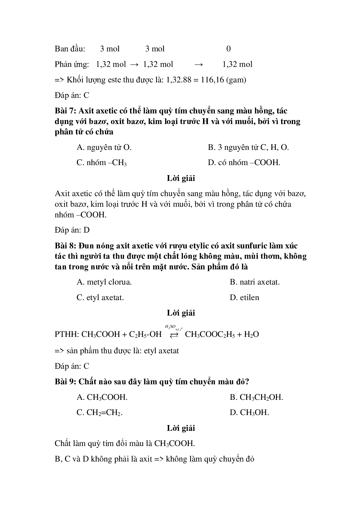30 câu Trắc nghiệm Axit axetic có đáp án 2023 – Hóa học lớp 9 (trang 4)