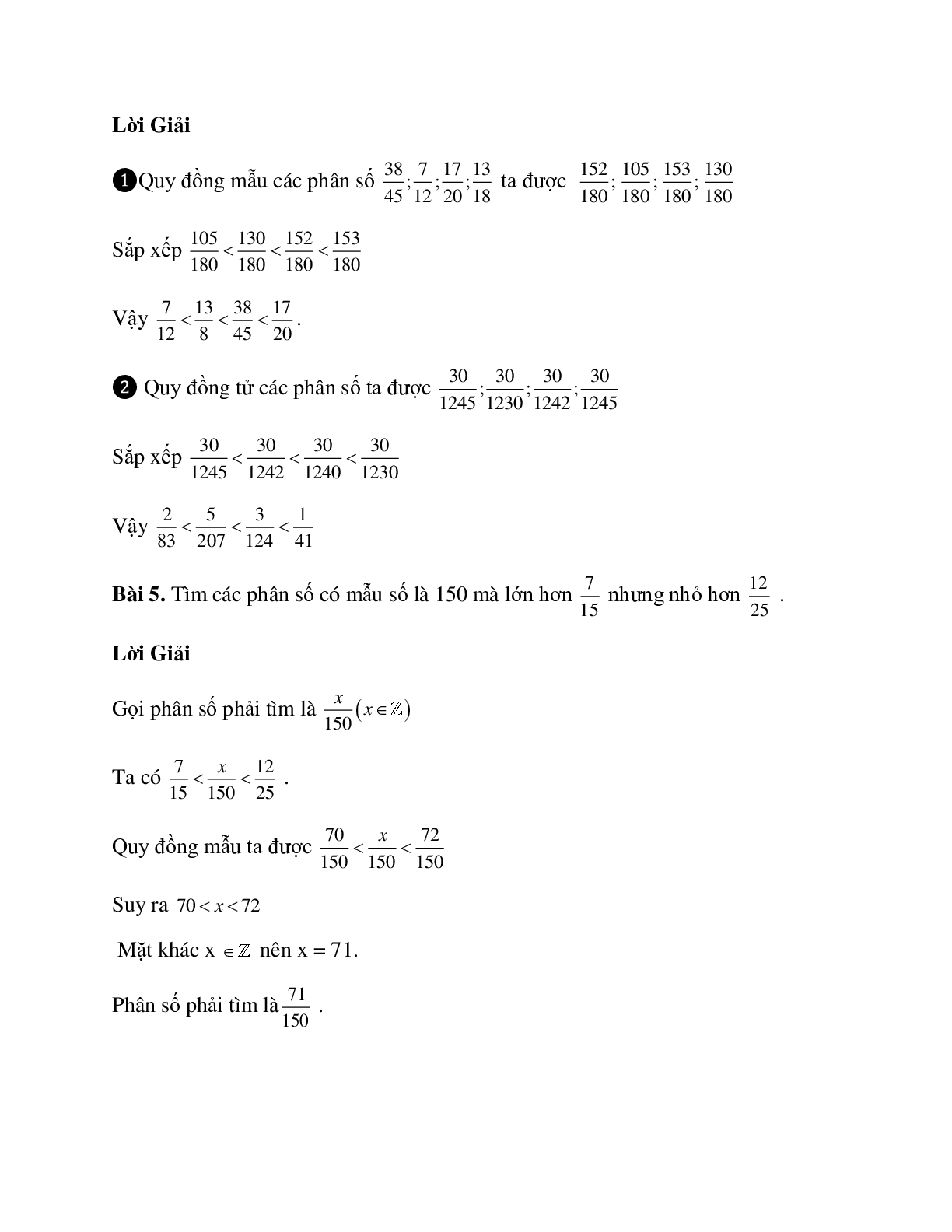 Bài tập về quy đồng mẫu nhiều phân số có lời giải (trang 10)