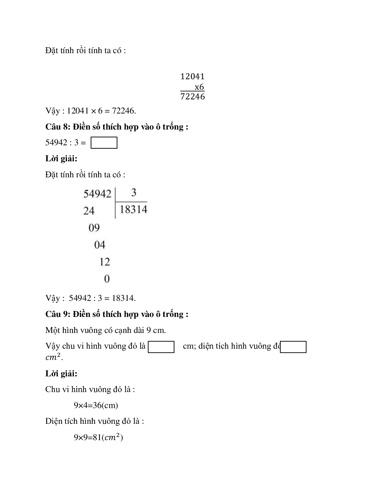 Trắc nghiệm Thi khảo sát đề số 1 có đáp án – Toán lớp 4 (trang 3)