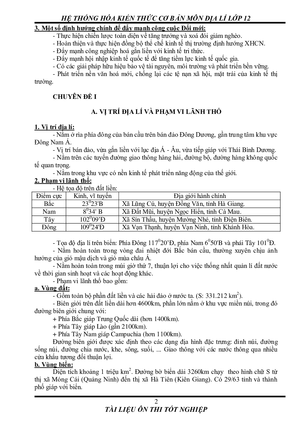 Tổng hợp các kiến thức cơ bản môn Địa lí lớp 12 (trang 2)