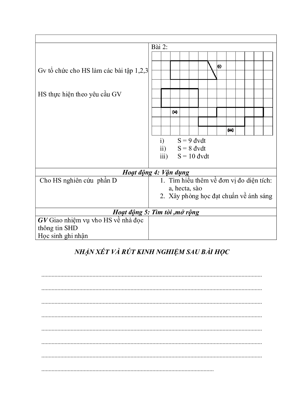 Giáo án Diện tích hình chữ nhật - Hình vuông (2023) - Toán 8 (trang 3)