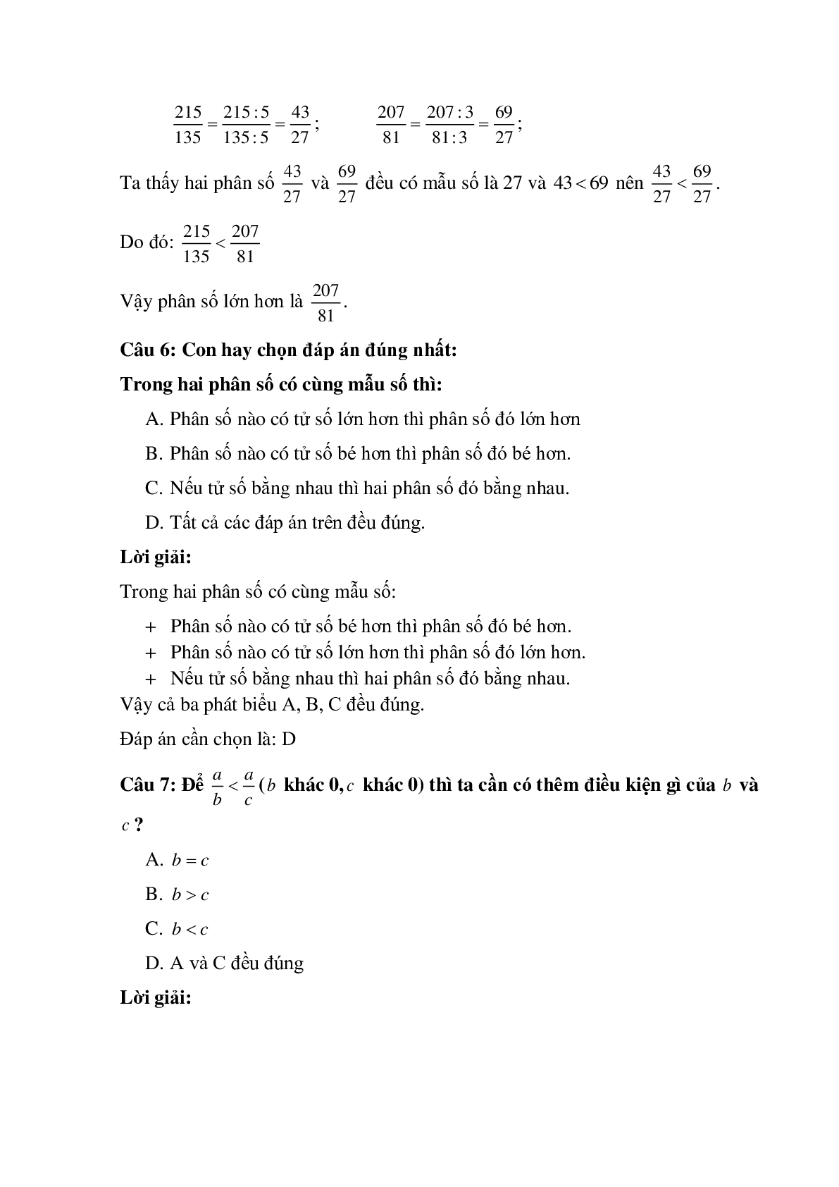 10 câu Trắc nghiệm Ôn tập so sánh hai phân số có đáp án 2023 – Toán lớp 5 (trang 3)