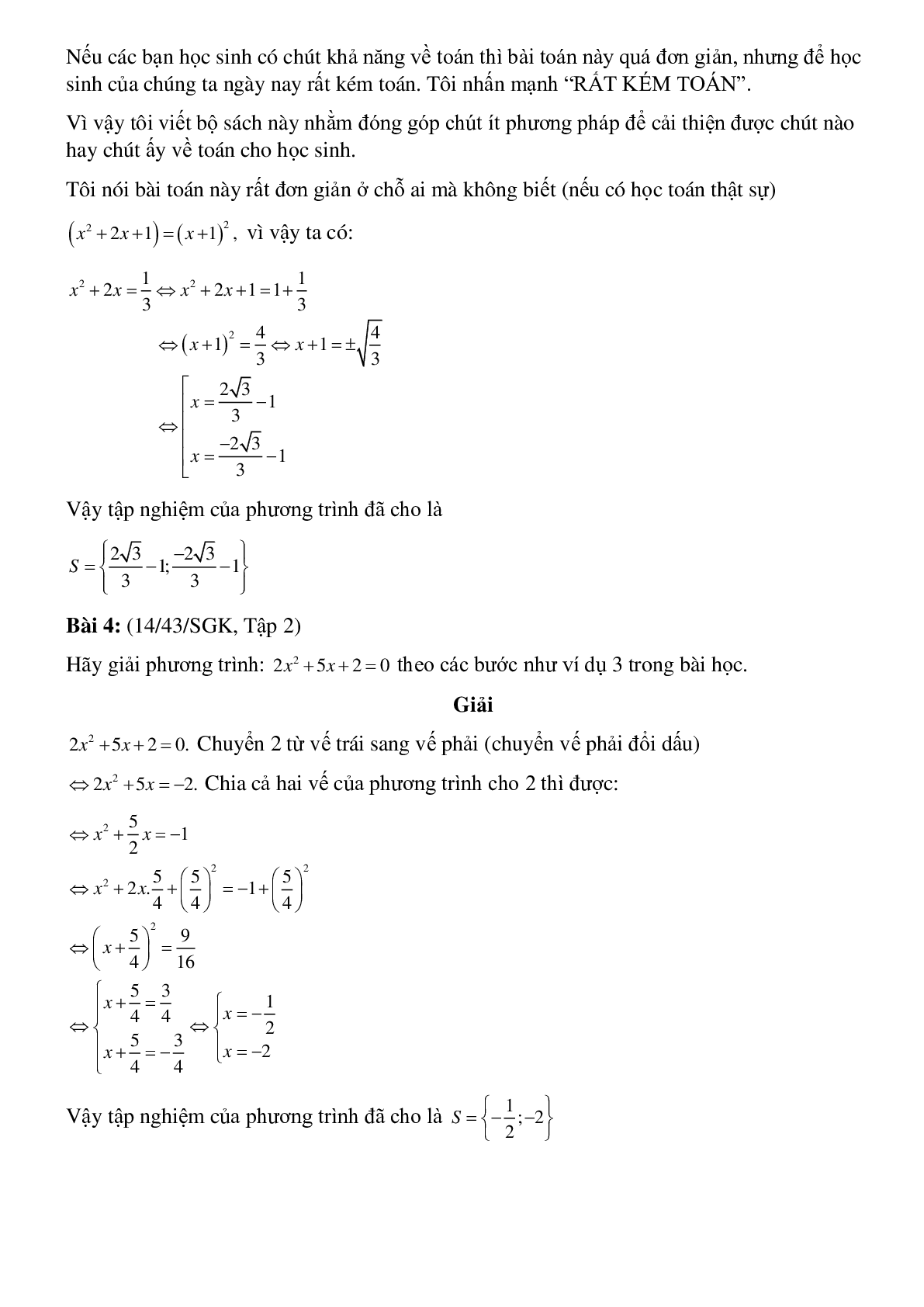 50 Bài tập Phương trình bậc hai một ẩn (có đáp án)- Toán 9 (trang 4)