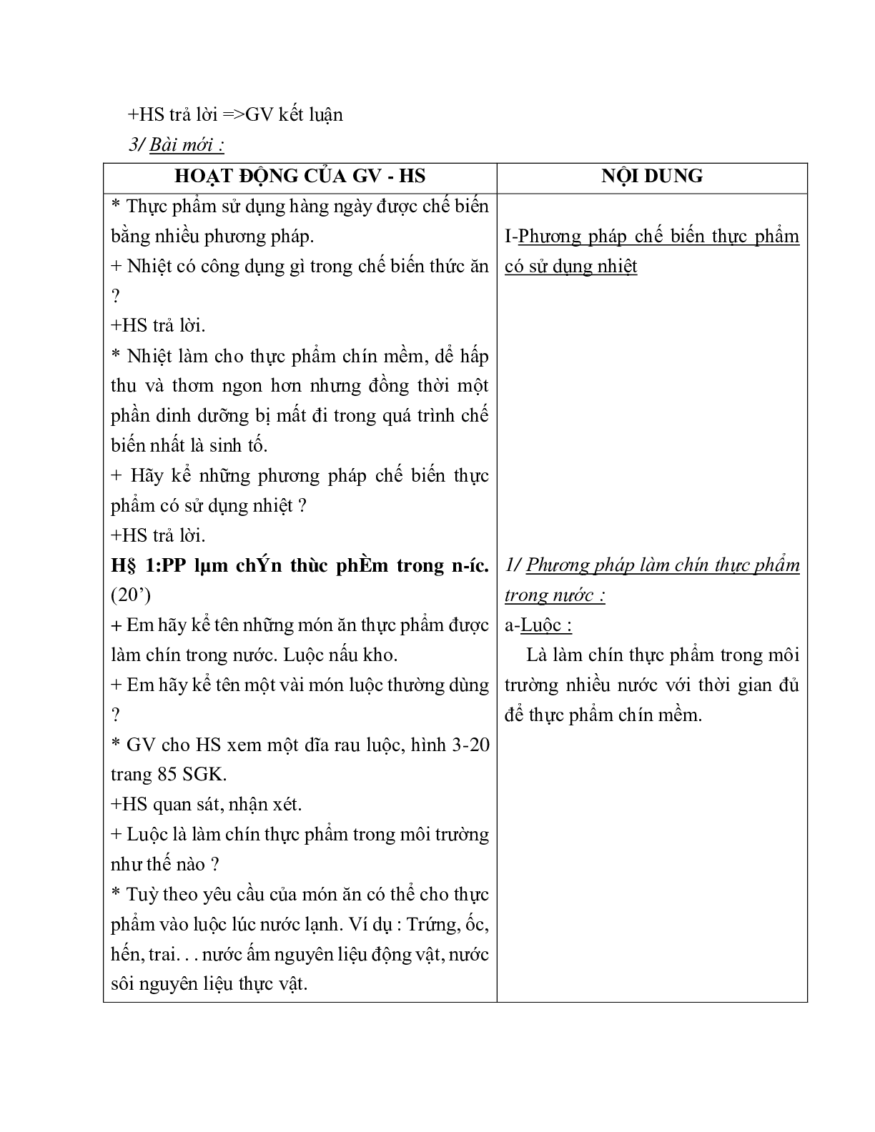 GIÁO ÁN CÔNG NGHỆ 6 BÀI 19: CÁC PHƯƠNG PHÁP CHẾ BIẾN THỰC PHẨM MỚI NHẤT – CV5555 (trang 2)