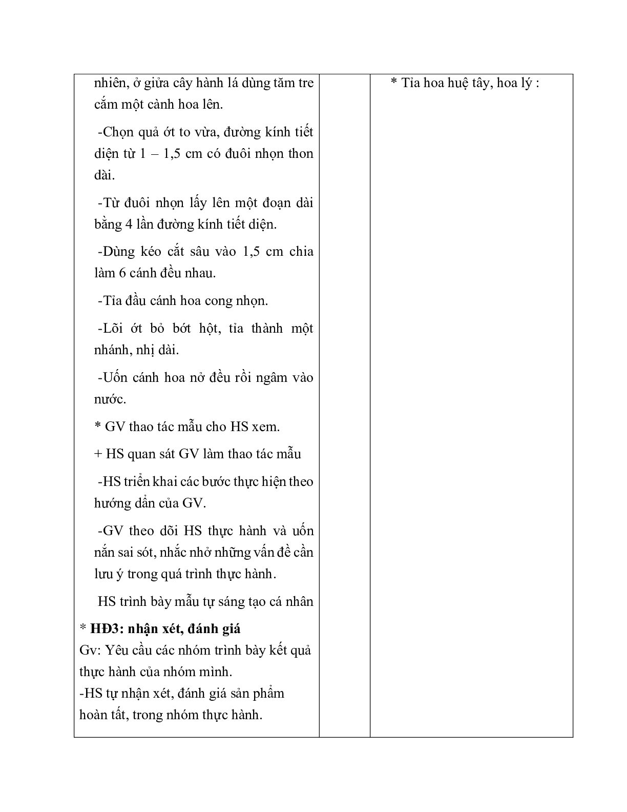 GIÁO ÁN CÔNG NGHỆ 6 BÀI 21: TỈA HOA TRANG TRÍ MÓN ĂN TỪ MỘT SỐ LOẠI  RAU, CỦ, QUẢ (T1) MỚI NHẤT – CV5555 (trang 3)