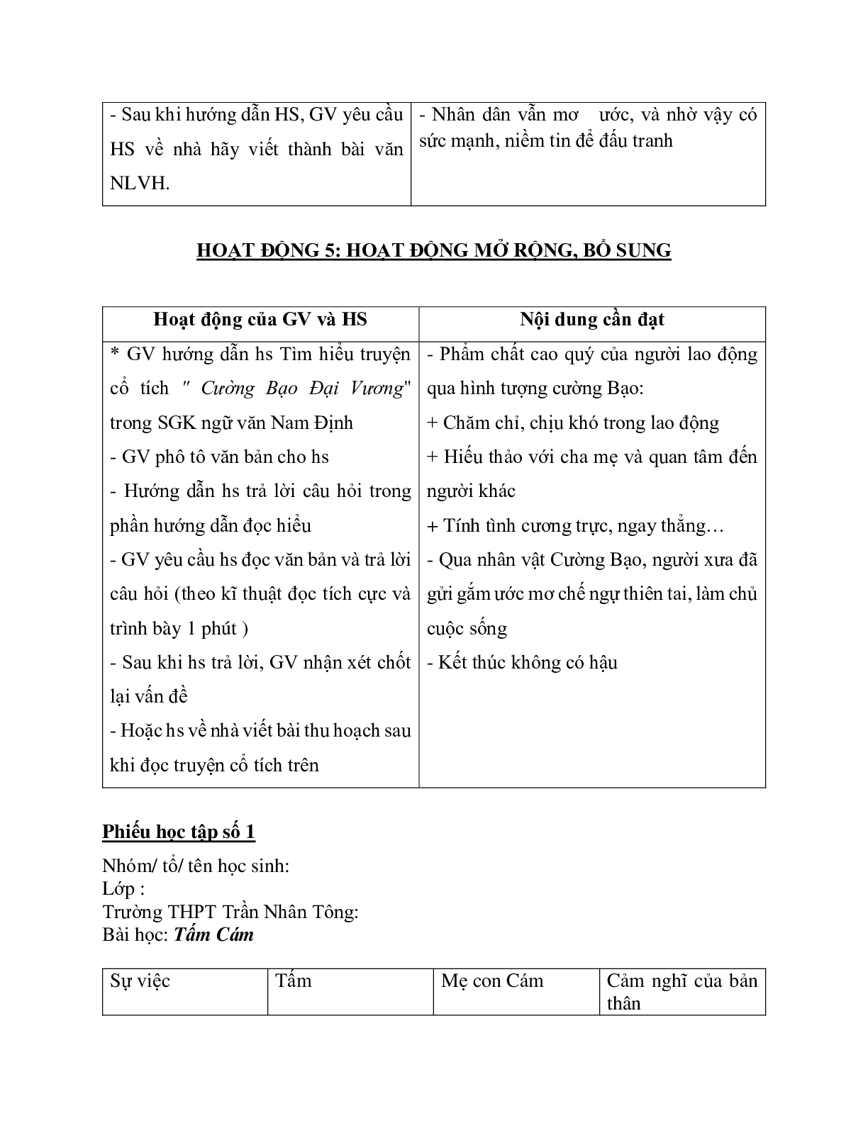 Giáo án ngữ văn lớp 10 Tiết 14, 15: Tấm Cám (trang 9)