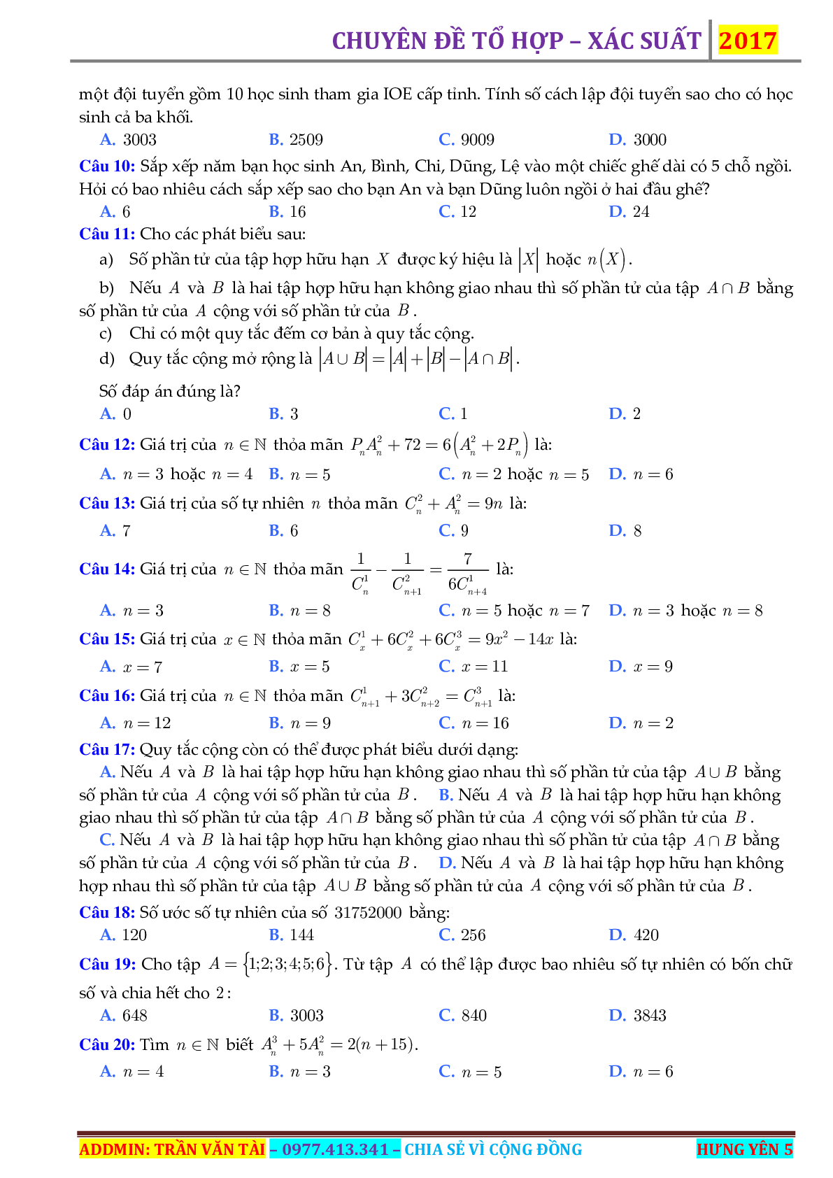 Phương pháp giải về Tổ hợp – xác suất 2023 (lý thuyết và bài tập) (trang 5)