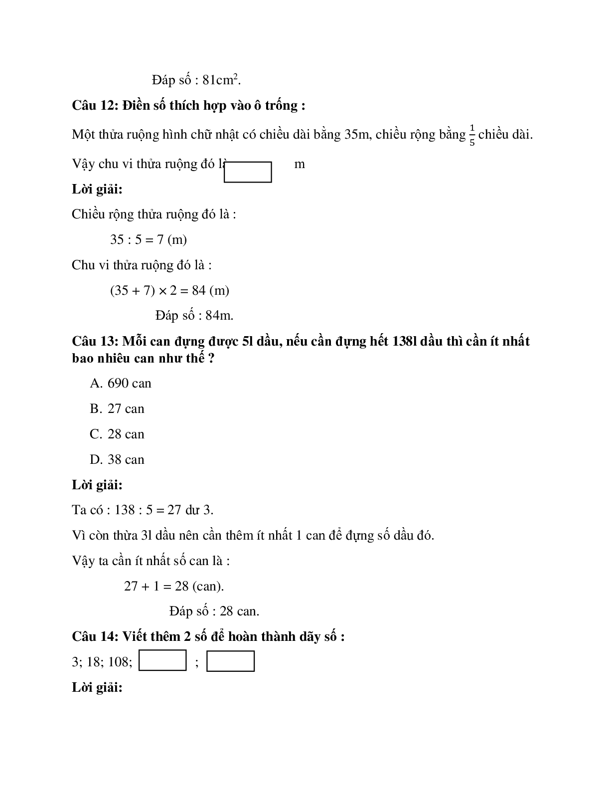 Trắc nghiệm Thi khảo sát đề số 2 có đáp án – Toán lớp 4 (trang 5)