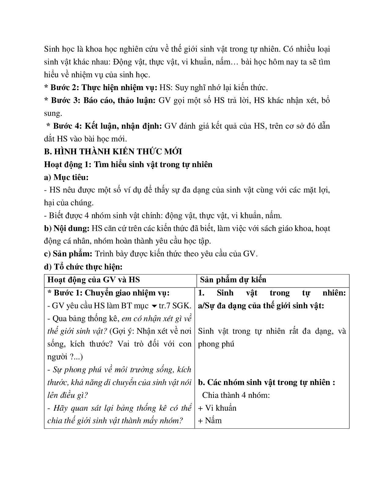 Giáo án Sinh học 6 Bài 2: Nhiệm vụ của Sinh học mới nhất - CV5555 (trang 2)