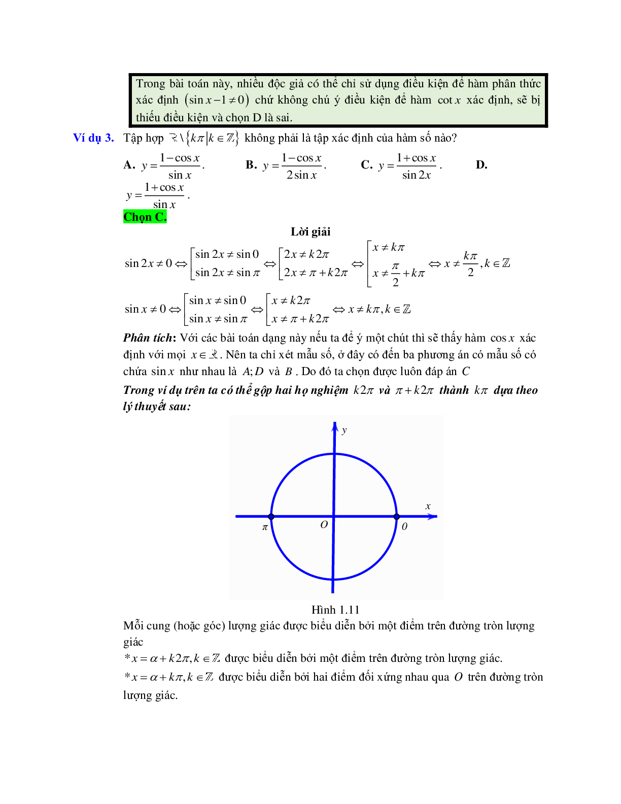 Cách tìm tập xác định của hàm số lượng giác (trang 3)