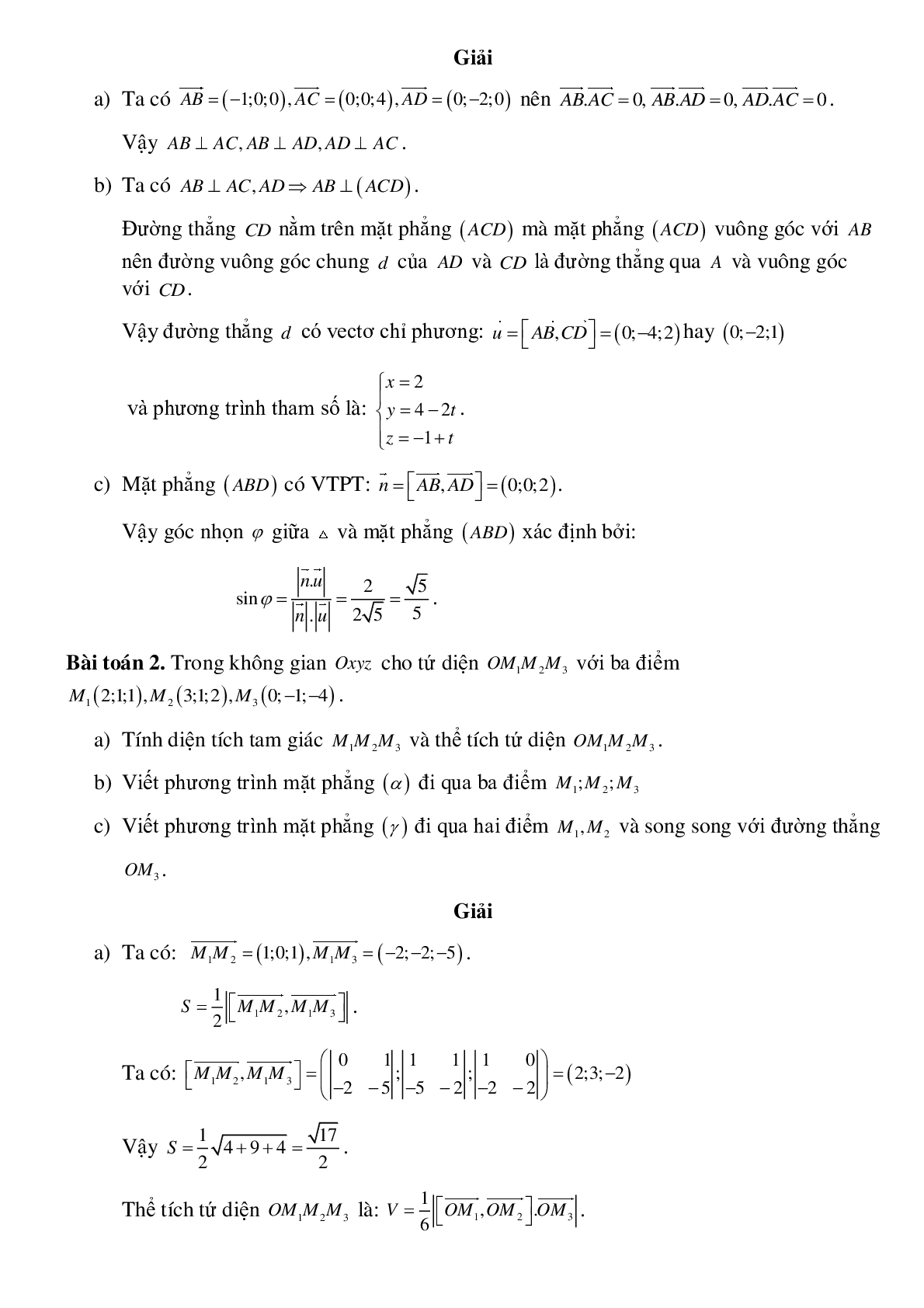 Ứng dụng phương pháp tọa độ trong các hình không gian (trang 2)