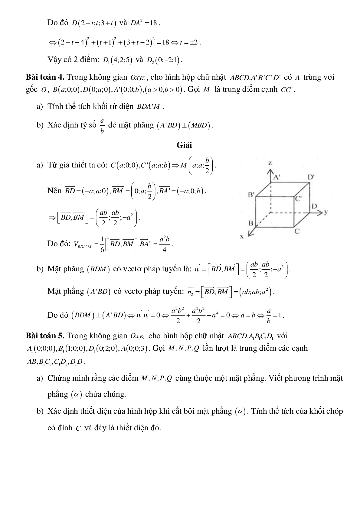 Ứng dụng phương pháp tọa độ trong các hình không gian (trang 4)