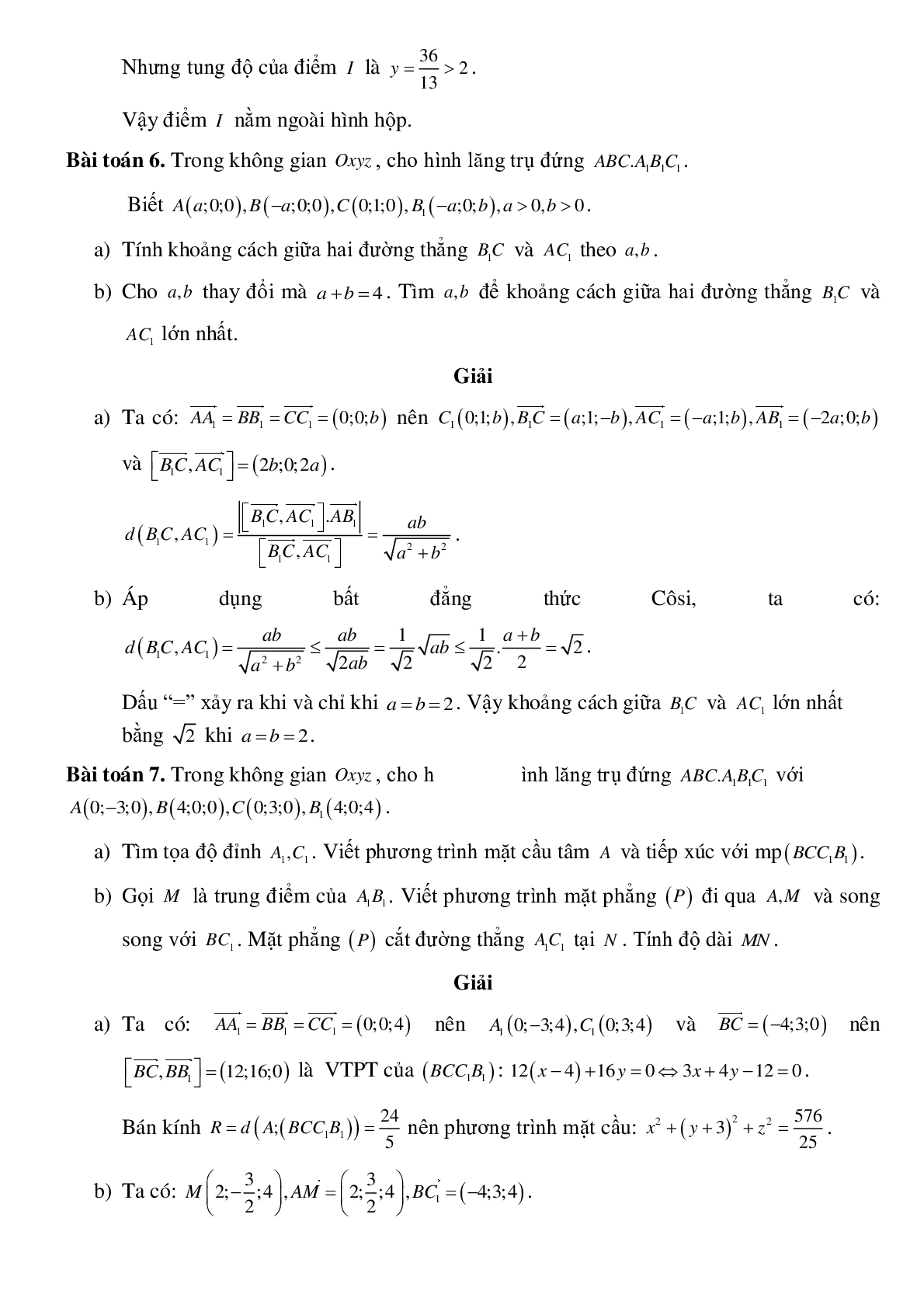 Ứng dụng phương pháp tọa độ trong các hình không gian (trang 6)