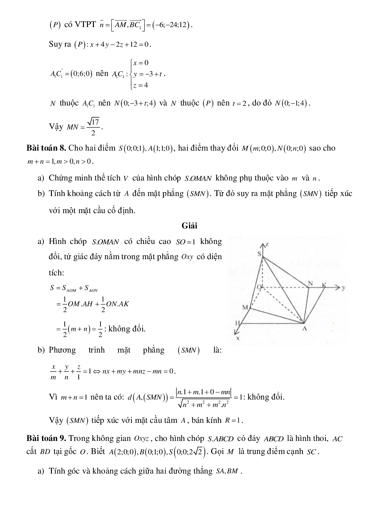 Ứng dụng phương pháp tọa độ trong các hình không gian (trang 7)
