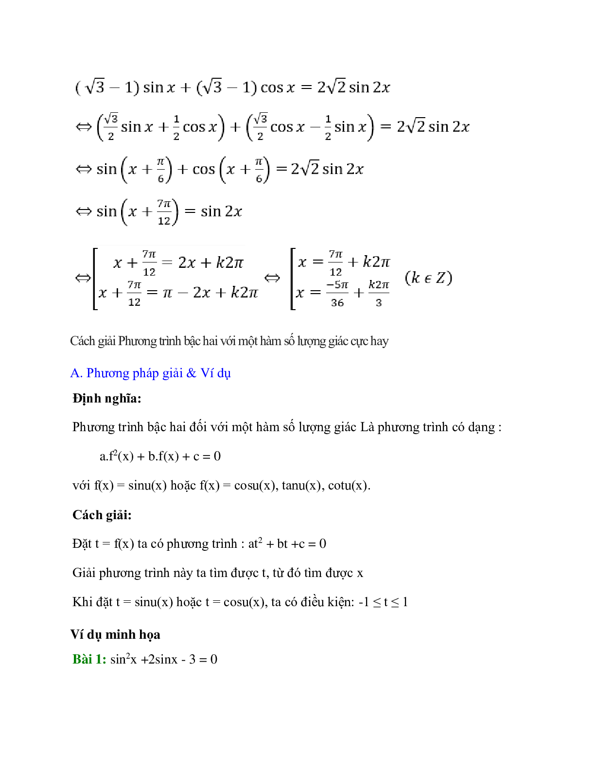 Chuyên đề Phương trình lượng giác 2023 hay, chọn lọc (trang 8)