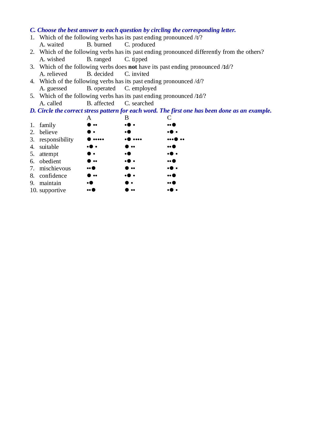 Bài tập chuyên đề ngữ âm tiếng anh lớp 12 có đáp án (trang 2)