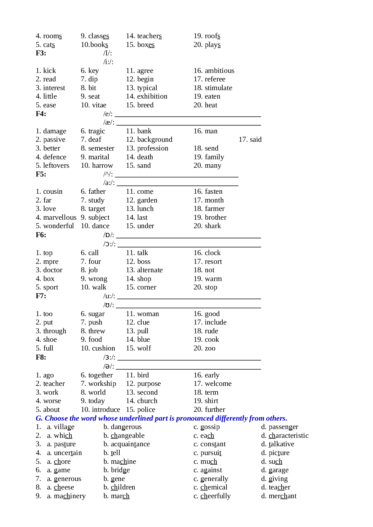 Bài tập chuyên đề ngữ âm tiếng anh lớp 12 có đáp án (trang 4)