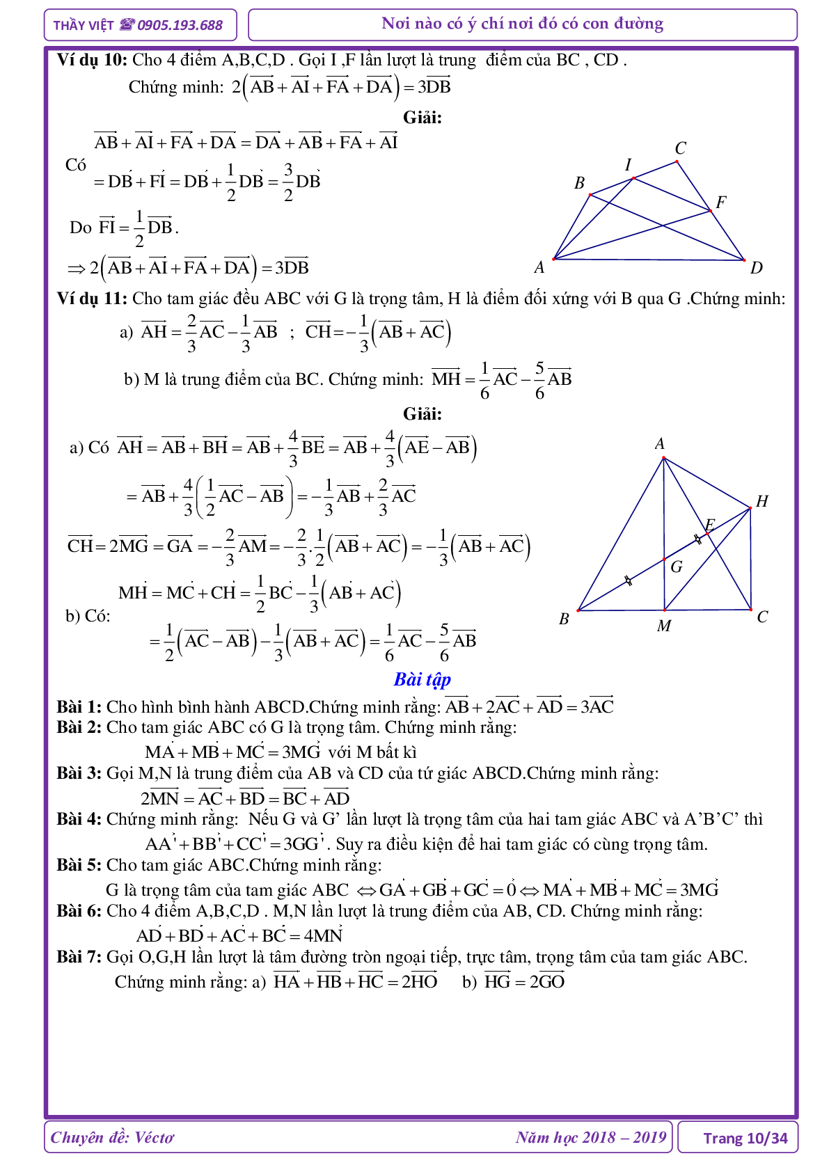 Các dạng toán về vectơ và các phép toán vectơ (trang 10)