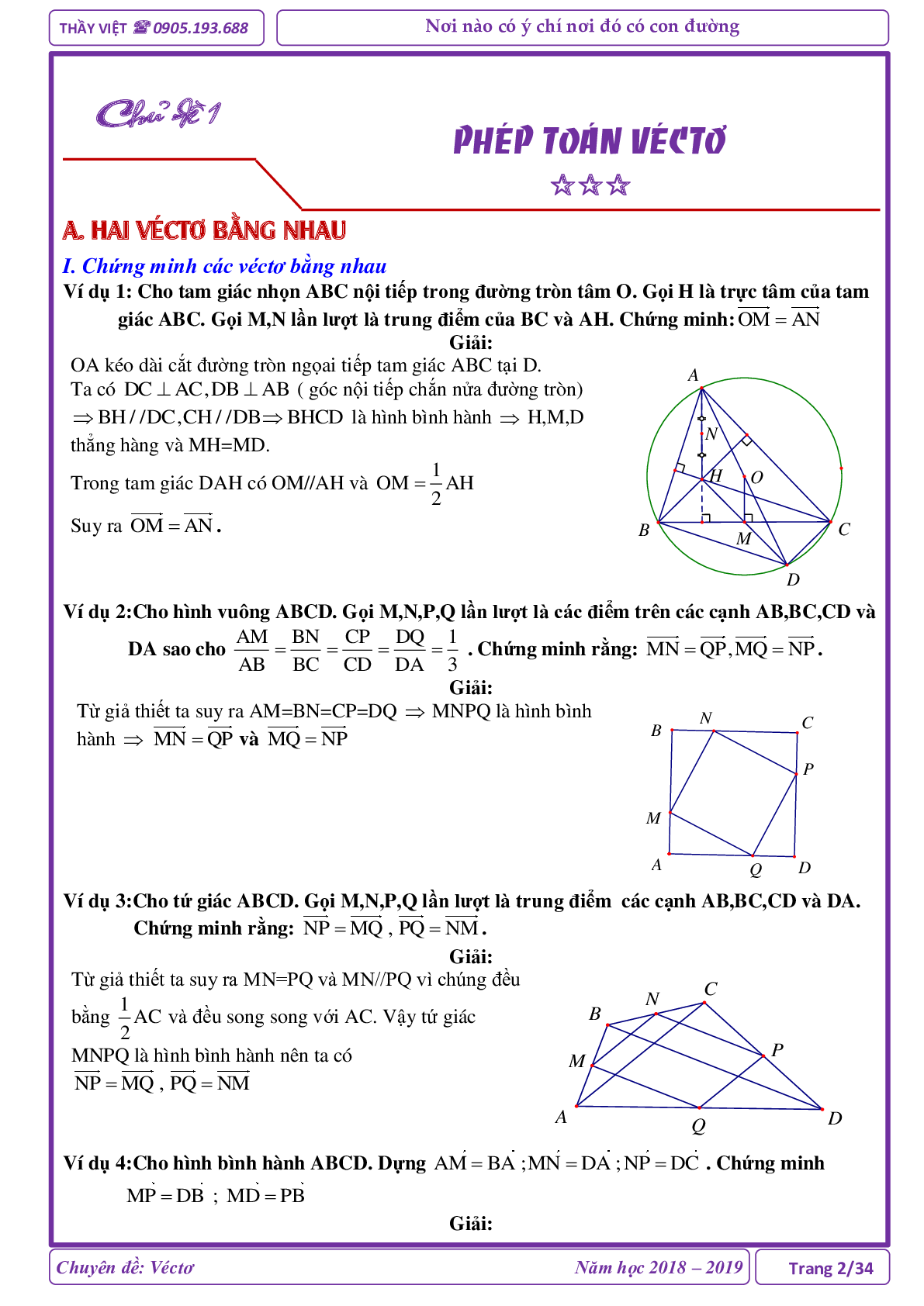 Các dạng toán về vectơ và các phép toán vectơ (trang 2)