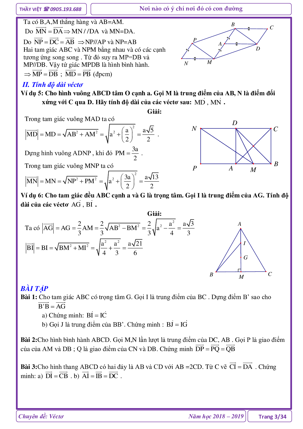 Các dạng toán về vectơ và các phép toán vectơ (trang 3)