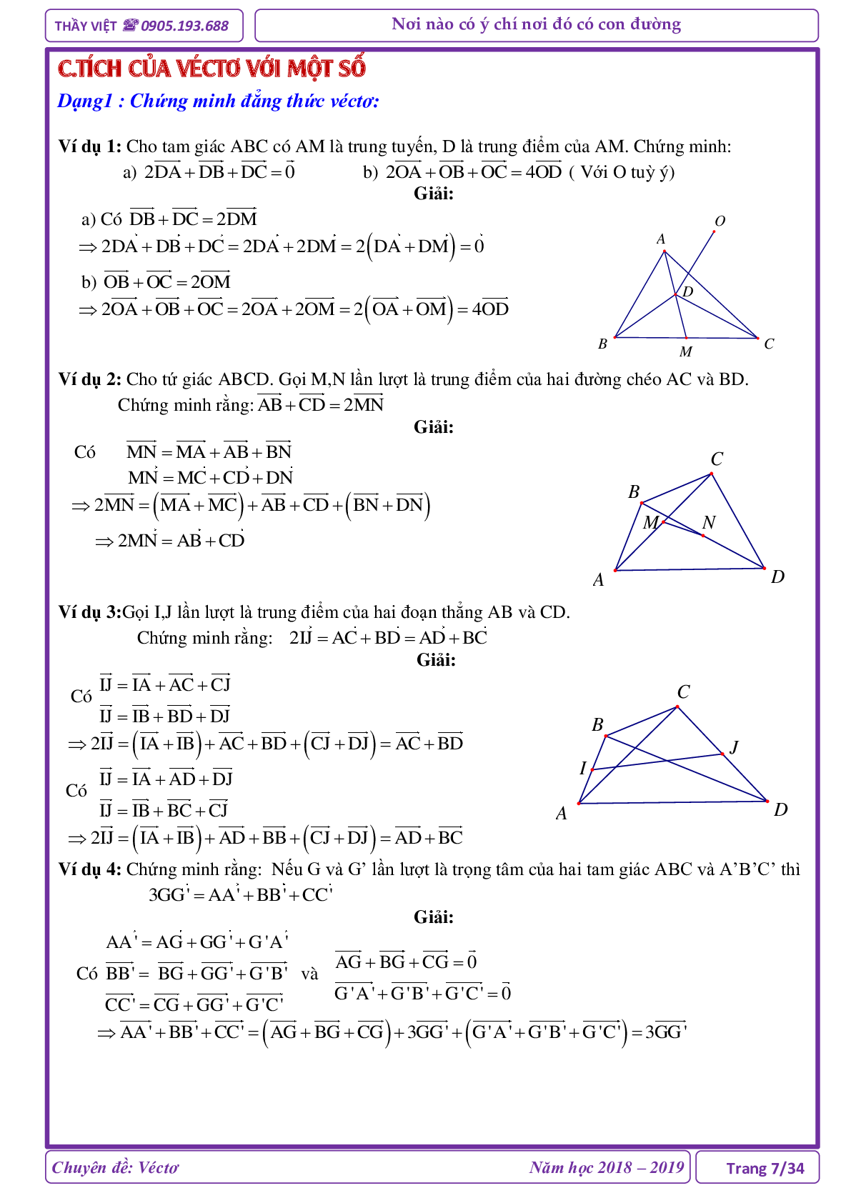 Các dạng toán về vectơ và các phép toán vectơ (trang 7)