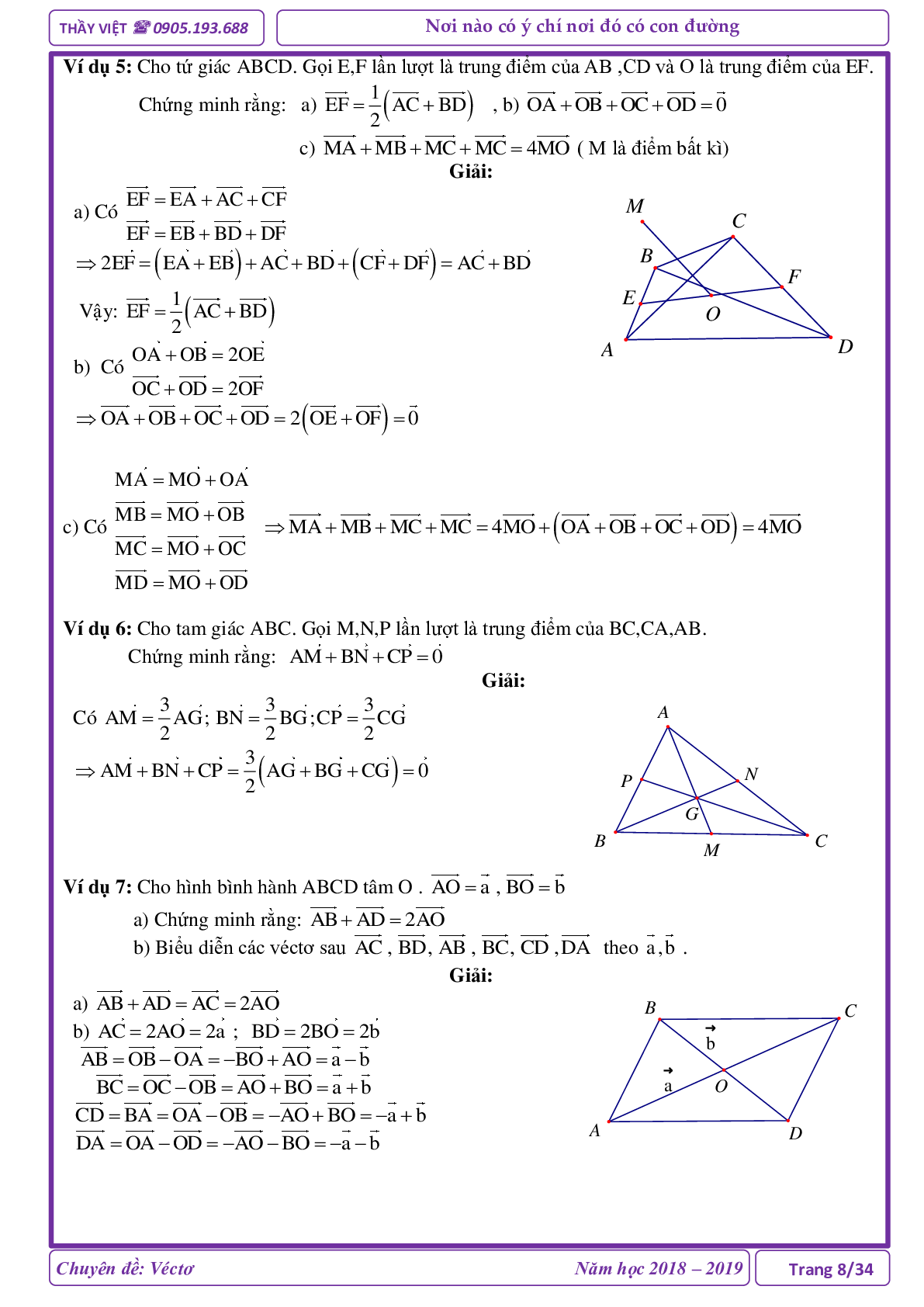 Các dạng toán về vectơ và các phép toán vectơ (trang 8)
