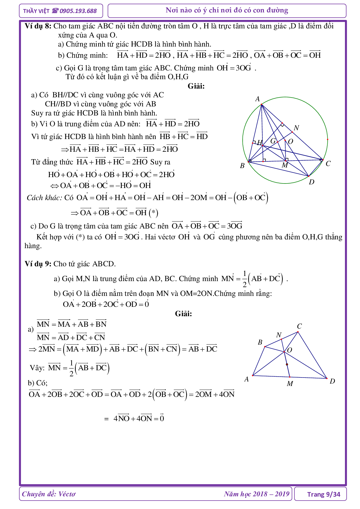 Các dạng toán về vectơ và các phép toán vectơ (trang 9)