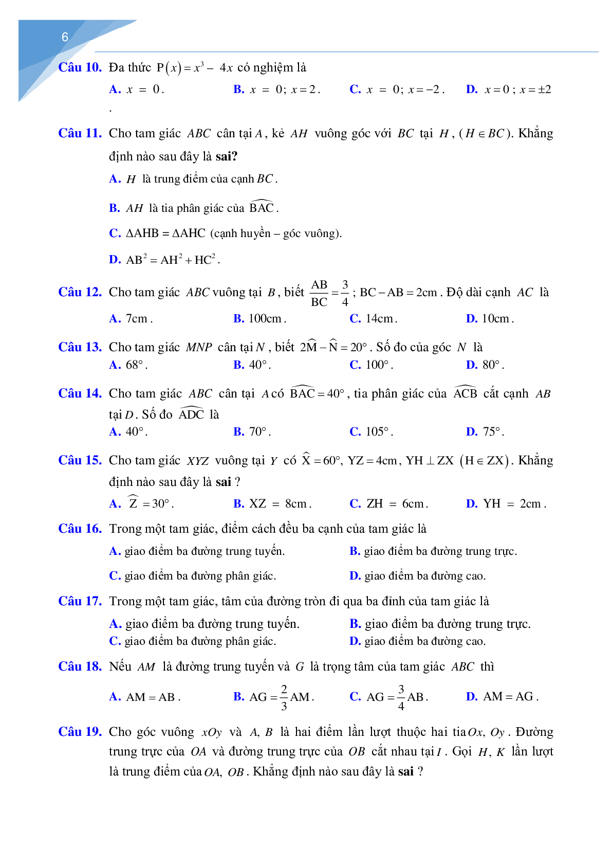 Tài liệu ôn tập hè môn toán lớp 7 lên lớp 8 (trang 6)