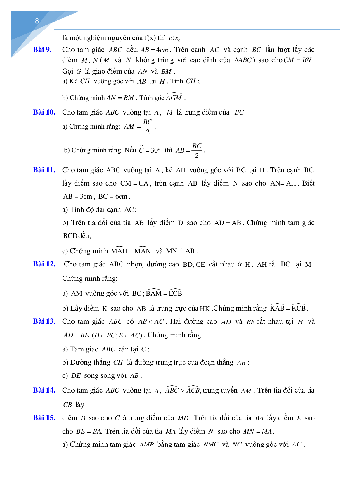 Tài liệu ôn tập hè môn toán lớp 7 lên lớp 8 (trang 8)