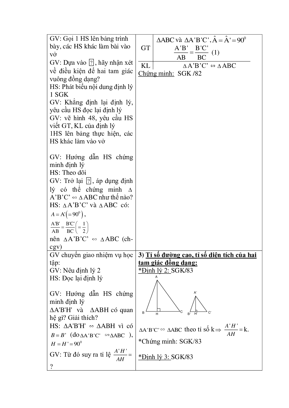 Giáo án Các trường hợp đồng dạng của tam giác vuông (2023) - Toán 8 (trang 4)