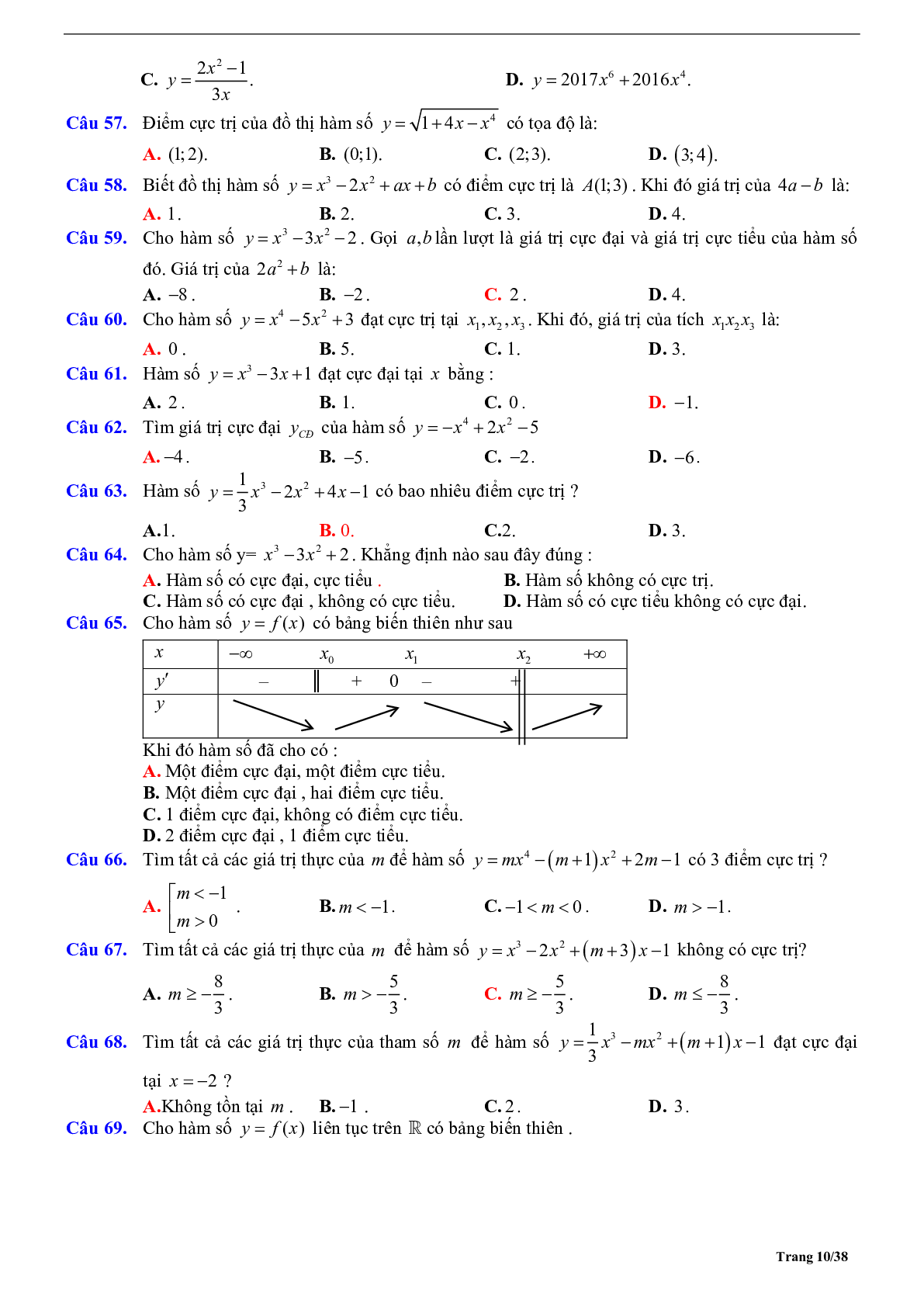 Phương pháp giải Cực trị của hàm số 2023 (lý thuyết và bài tập) (trang 10)