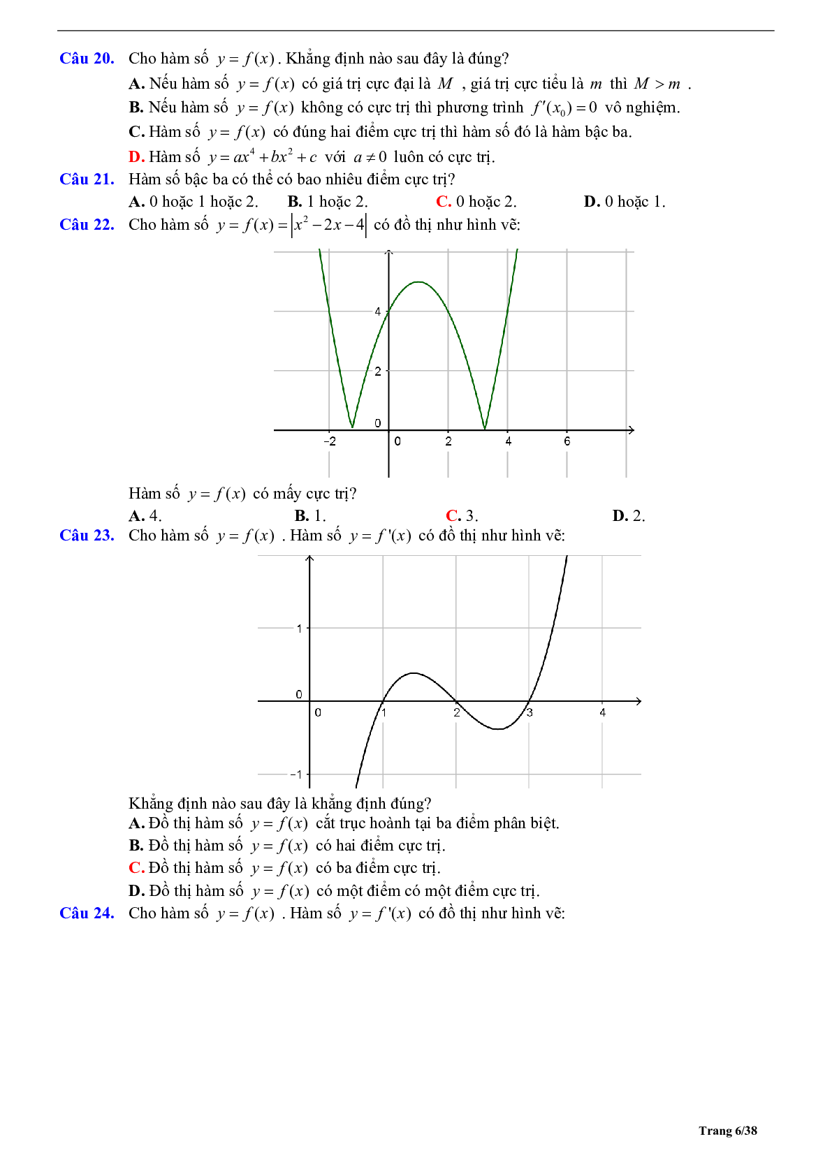 Phương pháp giải Cực trị của hàm số 2023 (lý thuyết và bài tập) (trang 6)