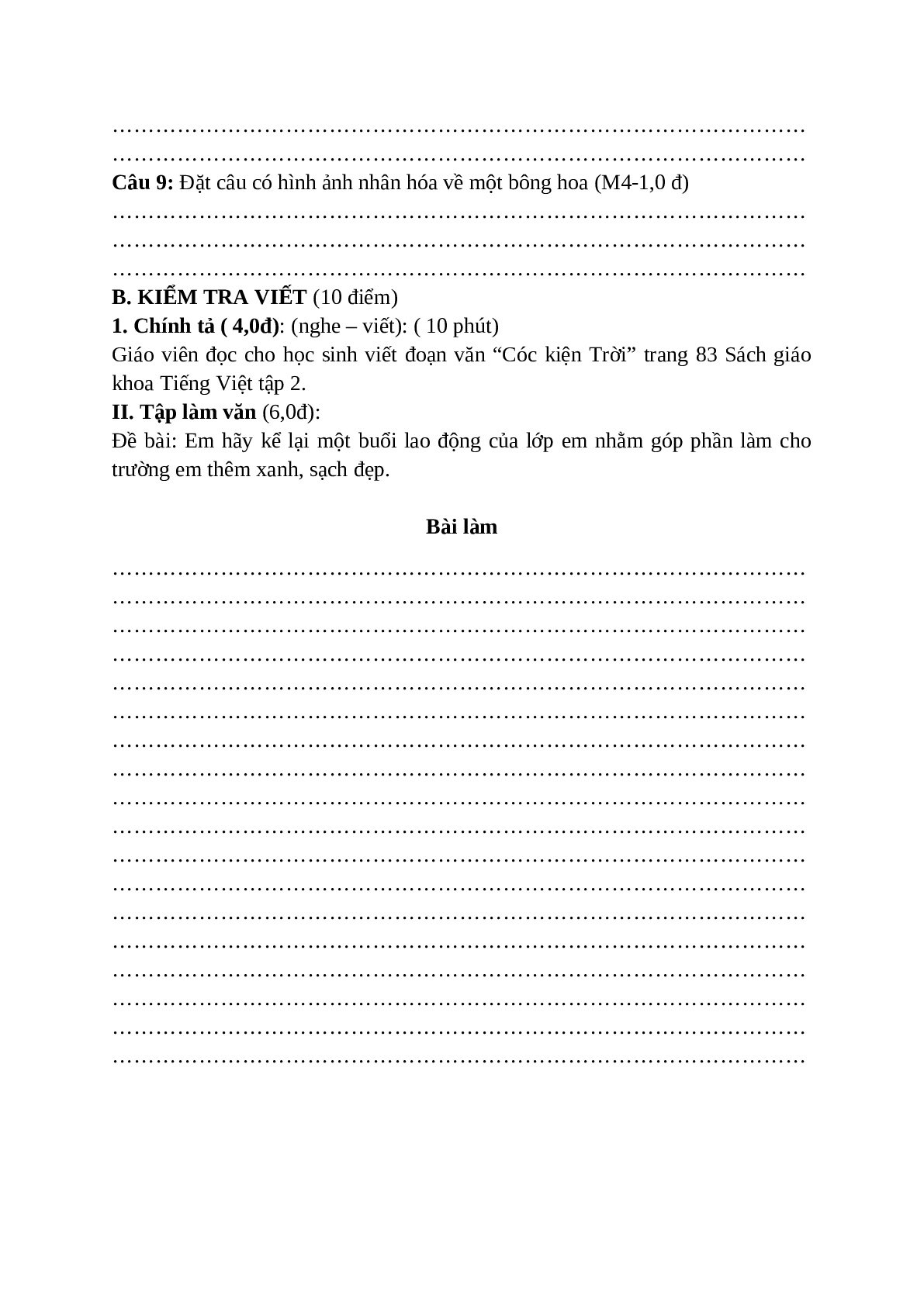 Đề kiểm tra cuối kì 2 môn Tiếng Việt lớp 3 có đáp án - đề số 1 (trang 3)