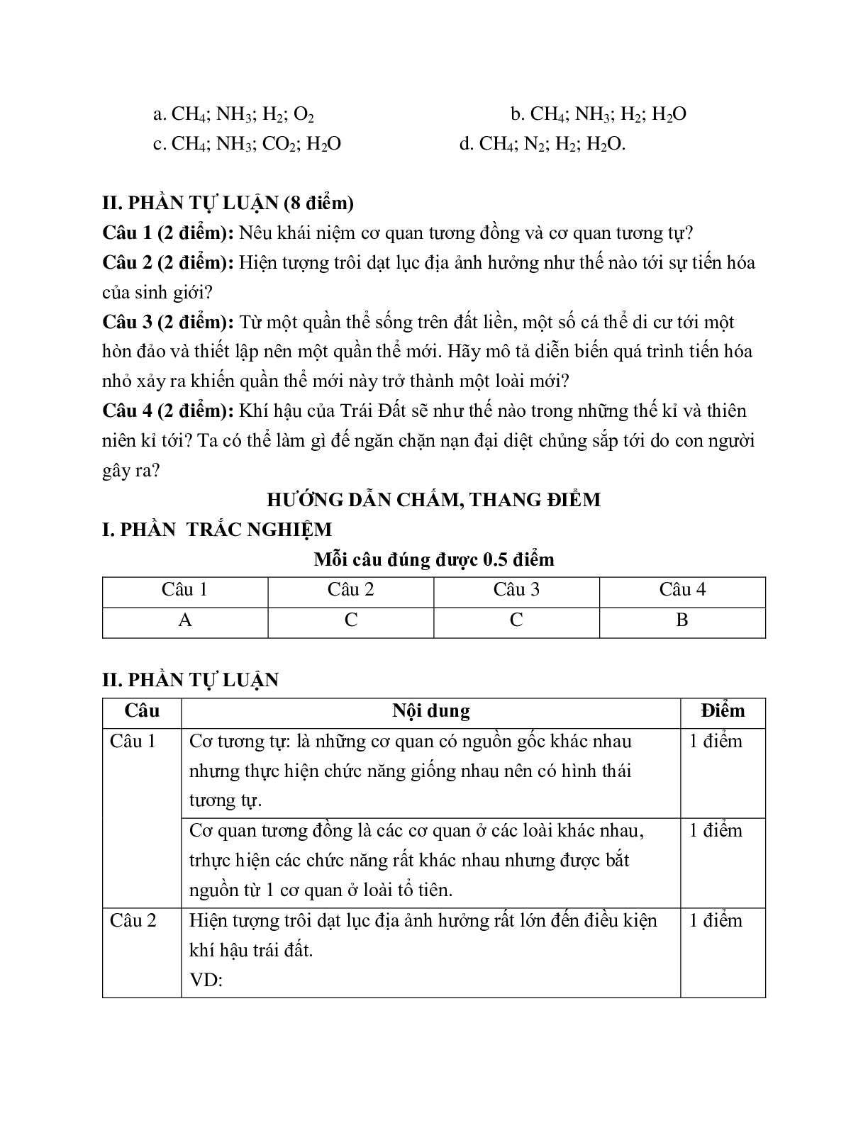 Giáo án Sinh học 12 Ôn tập giữa học kì 2 mới nhất - CV5555 (trang 4)