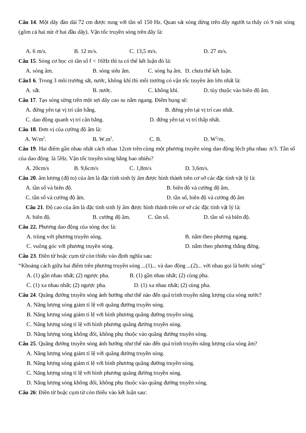 Đề cương ôn tập Vật Lí 12 học kì 1 đầy đủ lí thuyết, bài tập (trang 10)