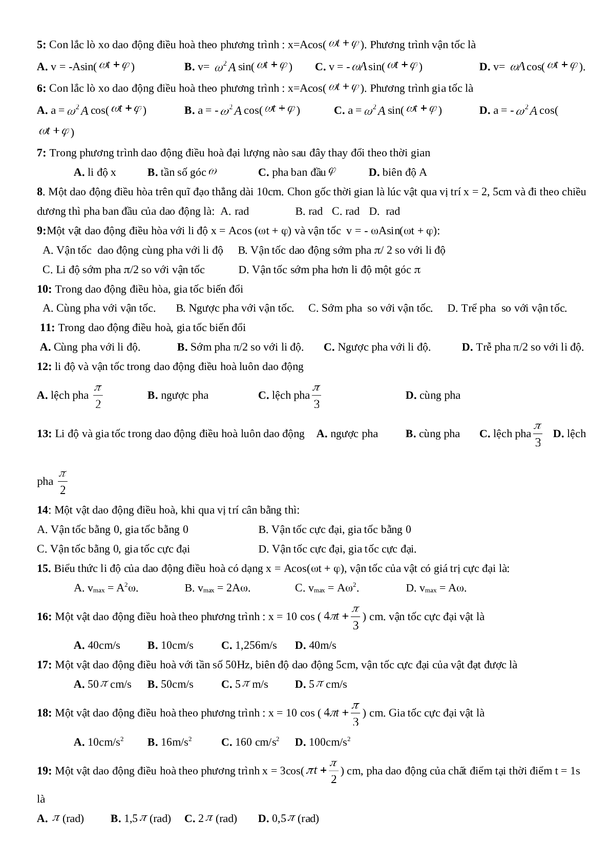 Đề cương ôn tập Vật Lí 12 học kì 1 đầy đủ lí thuyết, bài tập (trang 3)