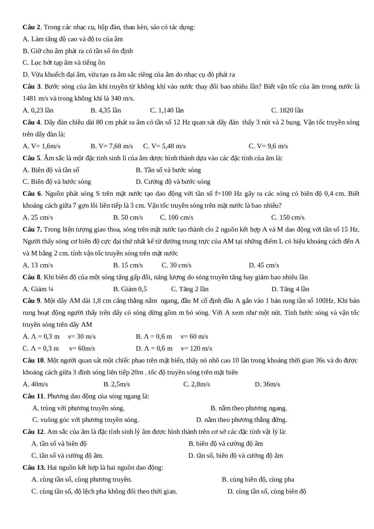 Đề cương ôn tập Vật Lí 12 học kì 1 đầy đủ lí thuyết, bài tập (trang 9)