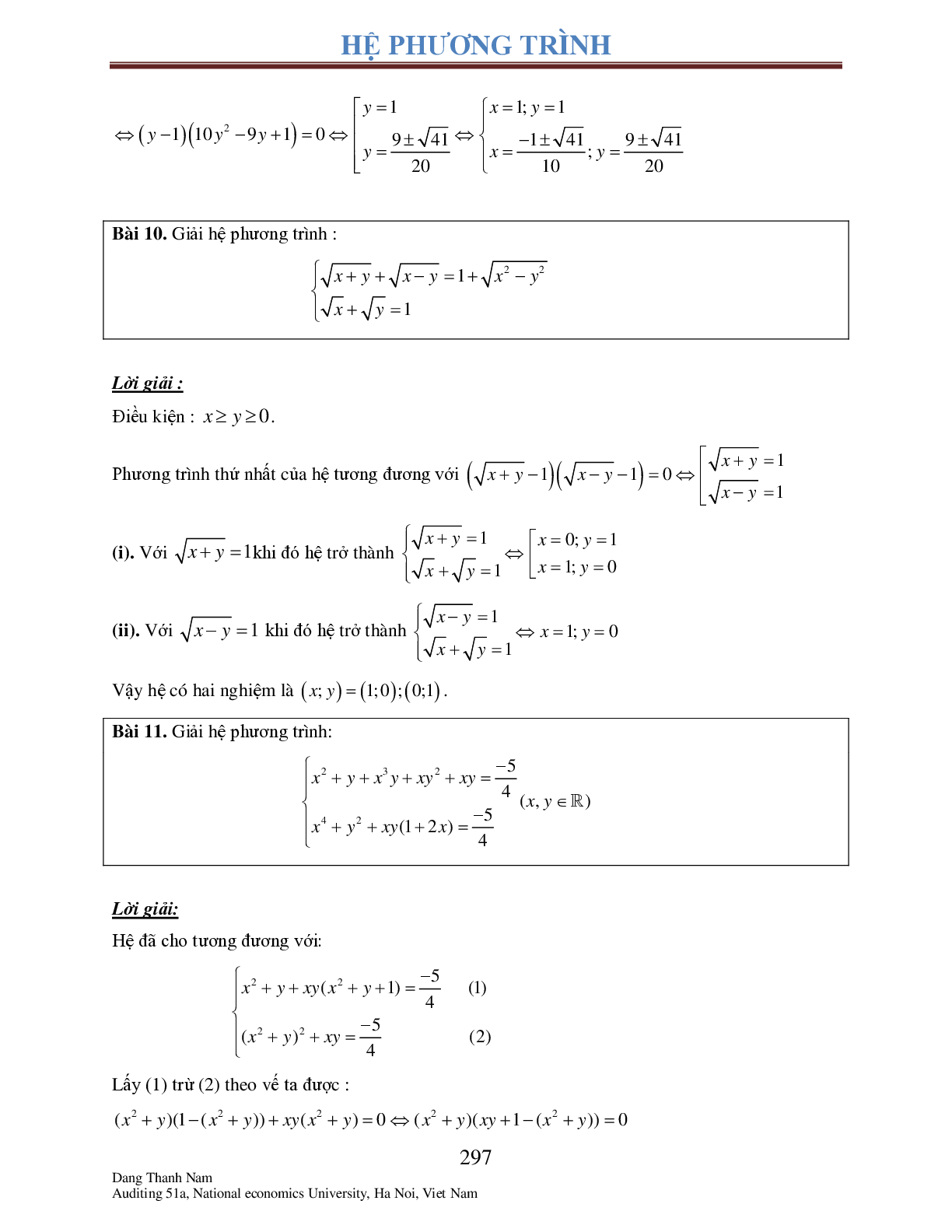 Chuyên đề 5: Hệ phương trình (trang 10)