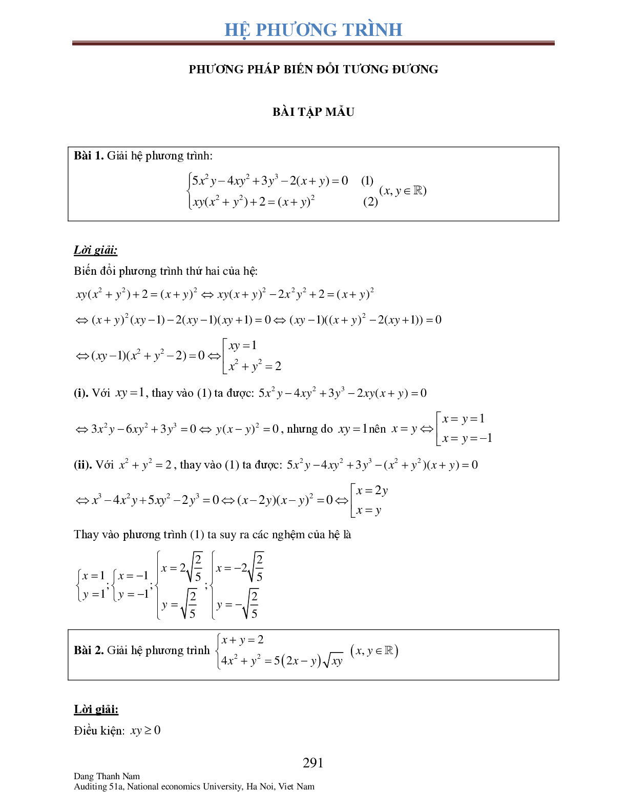 Chuyên đề 5: Hệ phương trình (trang 4)