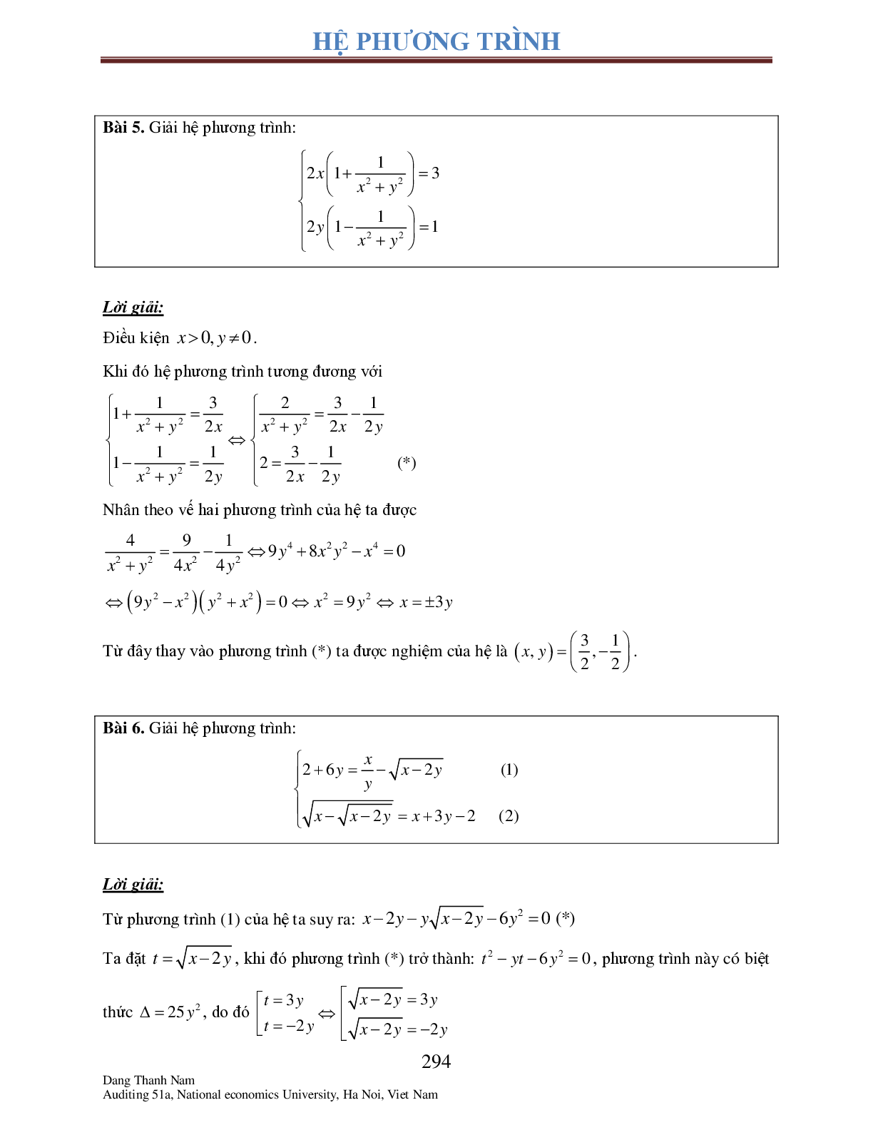 Chuyên đề 5: Hệ phương trình (trang 7)