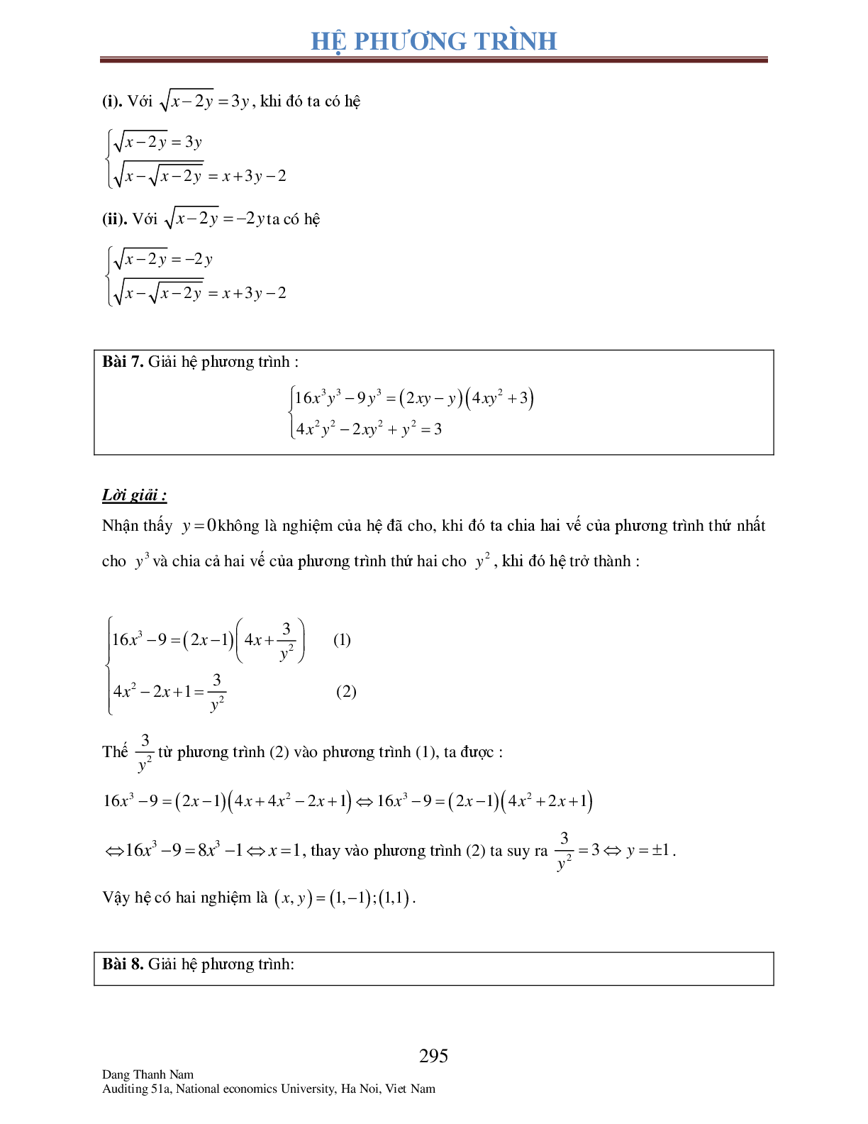 Chuyên đề 5: Hệ phương trình (trang 8)