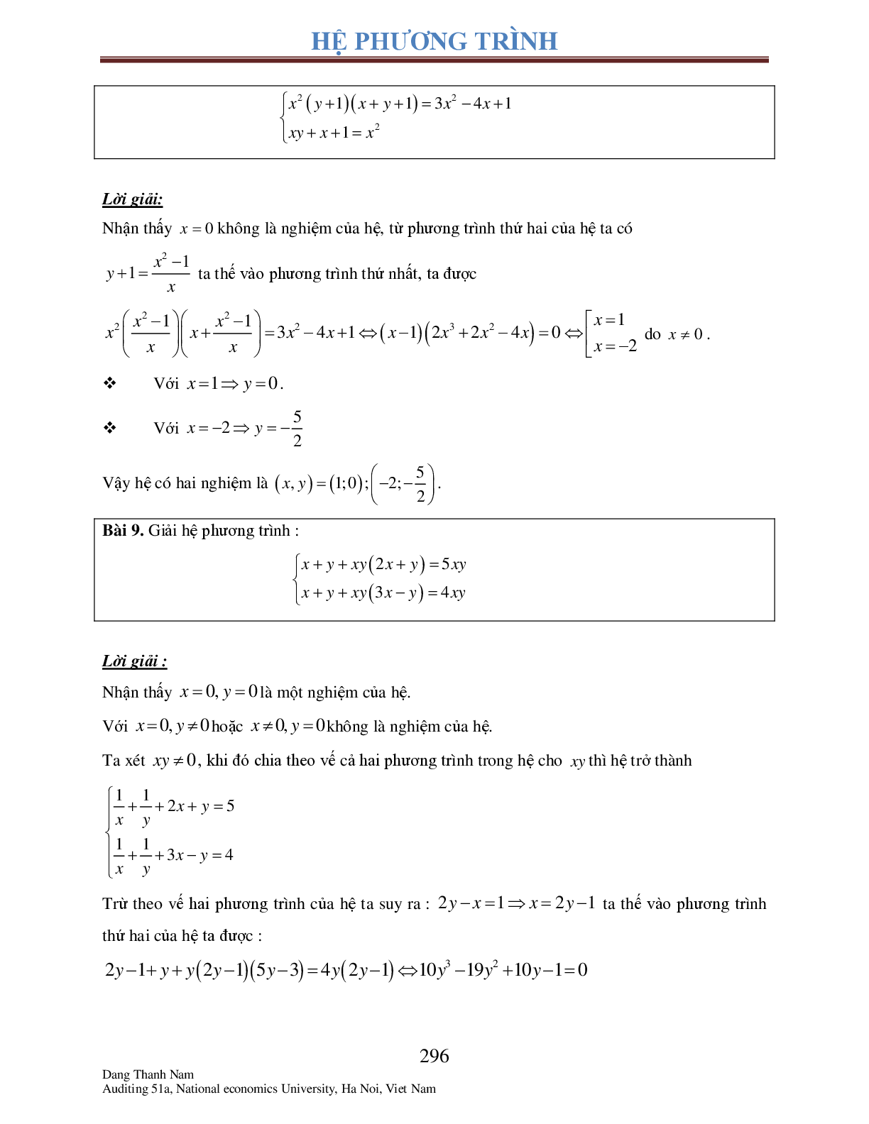 Chuyên đề 5: Hệ phương trình (trang 9)