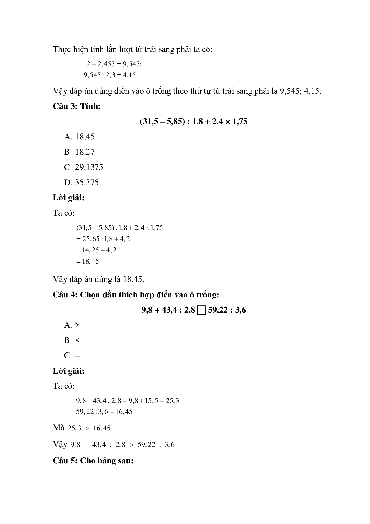 13 câu Trắc nghiệm Chia một số thập phân cho một số thập phân có đáp án 2023 – Toán lớp 5 (trang 2)