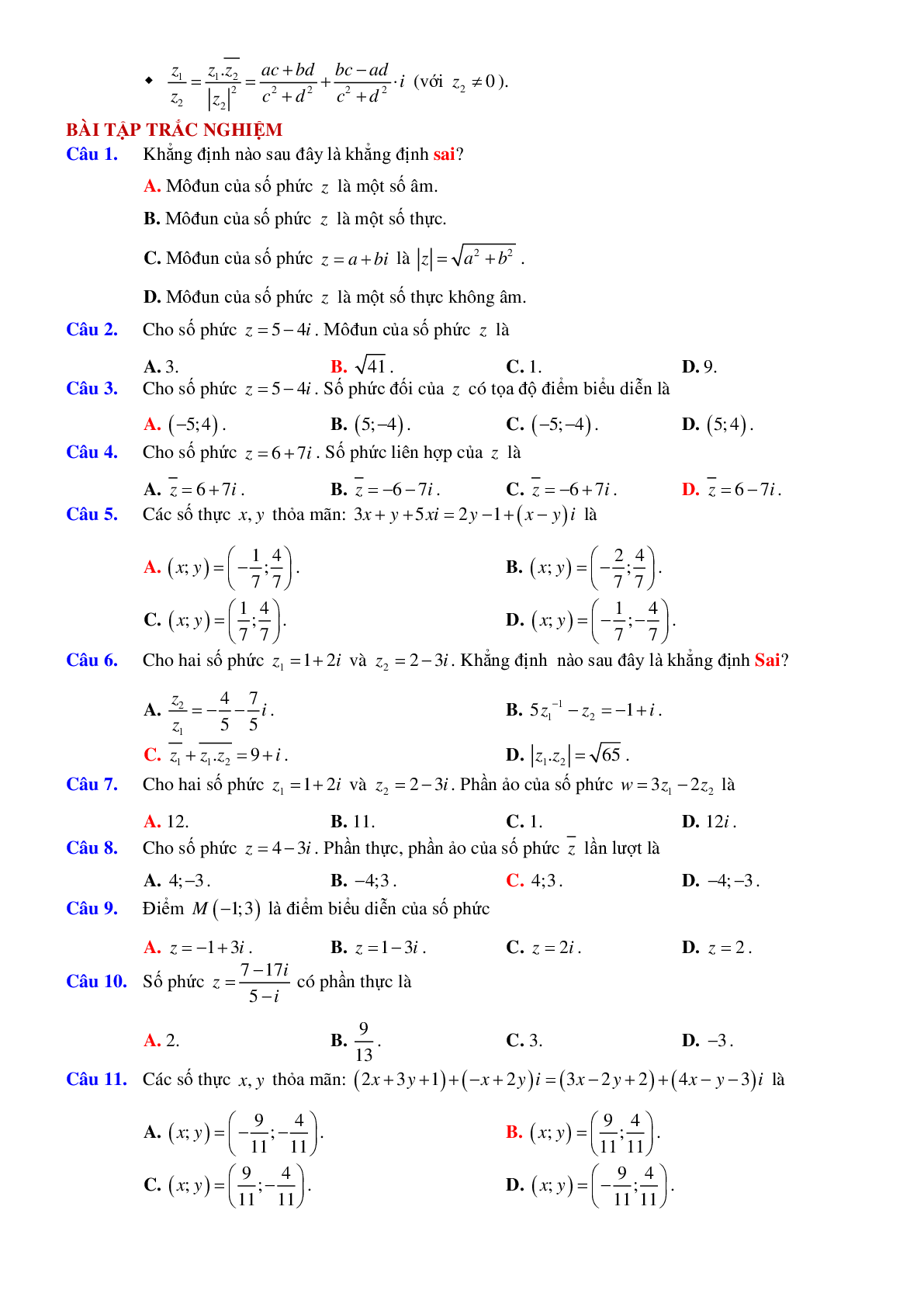Các phép toán trên tập hợp số phức 2023 hay, chọn lọc (trang 2)