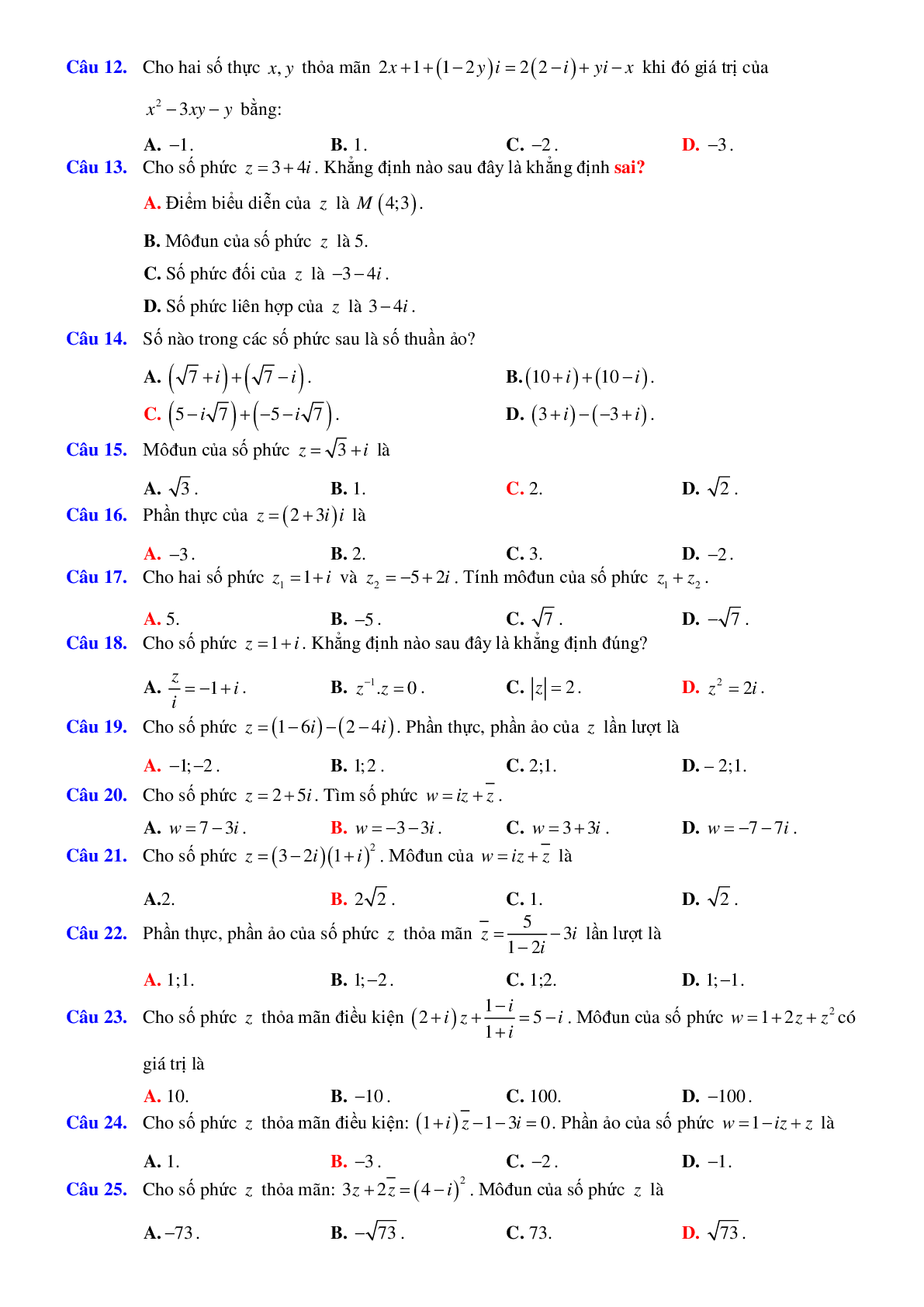 Các phép toán trên tập hợp số phức 2023 hay, chọn lọc (trang 3)